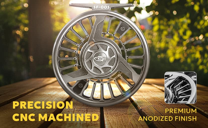 SF Premium SF005 Fly Fishing Reel Aircraft-Grade Aluminum 3/4/5, 5/6/7, 7/8/9 WT Dust-Proof Sealed Drag Free Reel Case Perfect for Trout & Bass