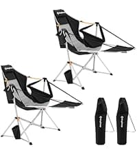 KingCamp Hammock Camping Chair, Swinging Portable Camp Chairs for Adults, 400lbs Heavy Duty Oversized Folding Rocking Chair with Adjustable Recline, Aluminum Alloy Frame for Outdoor Patio Beach Sport