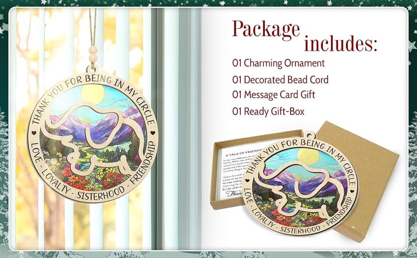 GEEMBI Elephant Gifts for Women - Suncatcher Christmas Ornaments 2025 for Tree Decorations - Elephant Ornament for Christmas Decorations, Sister Gifts for Friends, Friend Gift for Sister