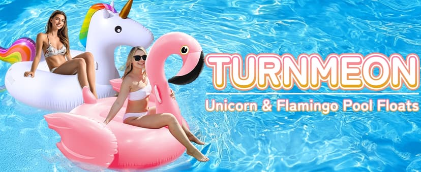 TURNMEON Giant Flamingo Pool Float, Inflatable Summer Beach Swimming Raft Lounge Ride-on Water Pool Floatie for Adults Kids Lake Beach Float Pool Party Toys, Flamingo/Unicorn