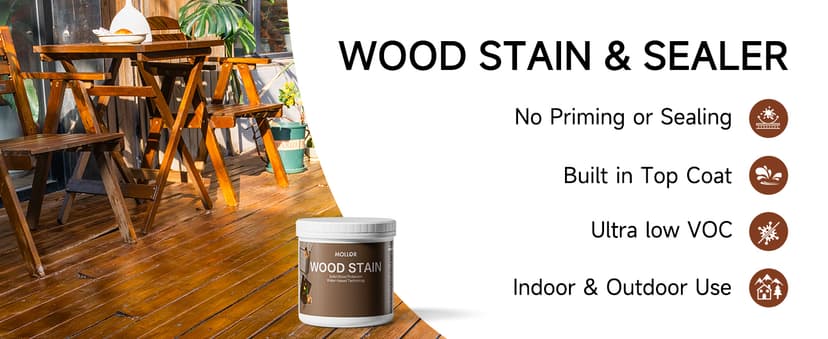 Wood Stain, 16 Oz Water Based Wood Stain and Sealer in One - No Priming, No Top Coat Required, Fast Drying|Low Odor|Non-Toxic, Perfect for Indoor and Outdoor Furniture (Teak with Tools)
