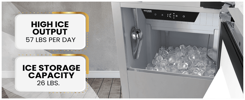 KoolMore Reserve 15 in. Residential Panel Ready (Panel Not Included) Ice Maker 57 lbs/24hr in Stainless-Steel (KM-BIM57-PR)