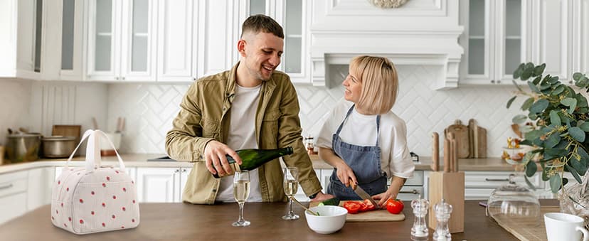 Baglemon Lunch Bag for Women Men Cute Corduroy Lunch Tote Bags Reusable Insulated Lunch Box Large Capacity Reusable Insulated Cooler for Work/Picnic/Travel