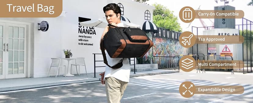 Litvyak Duffle Bag for Travel, 50L Canvas Travel Duffel Bags Overnight Weekend Gym Carry On Luggage Bag for Men & Women(Black)