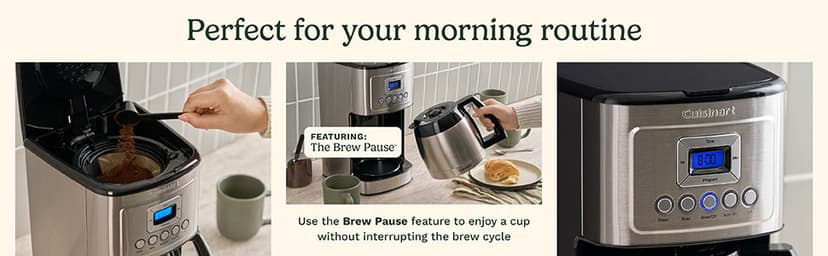 Cuisinart 12-Cup Coffee Maker with Thermal Coffee Carafe, Stainless Steel, Programmable Large Capacity Drip Coffee Machine for Home or Office, DCC-3400NAS, Silver