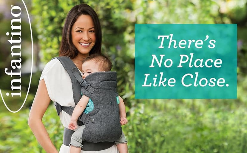 Infantino Flip 4-in-1 Convertible Baby Carrier, Adjustable, Ergonomic Babywearing, Registry Essential, Baby Carrier for Newborn to Toddler, Gray