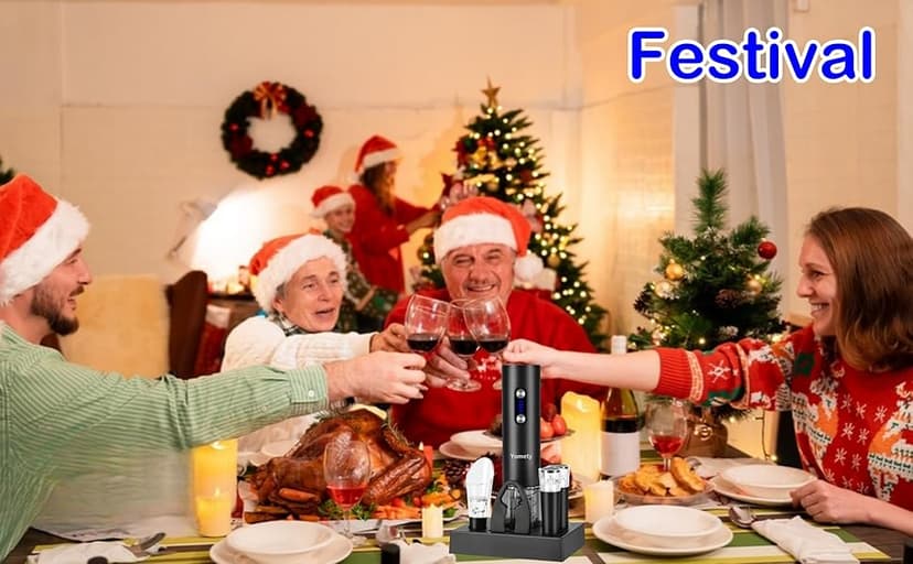 Electric Opener Set With Base, Accessories Including Rechargeable Corkscrew, Aerator, Stoppers and Foil Cutter - Perfect Gifts for Wine Lovers