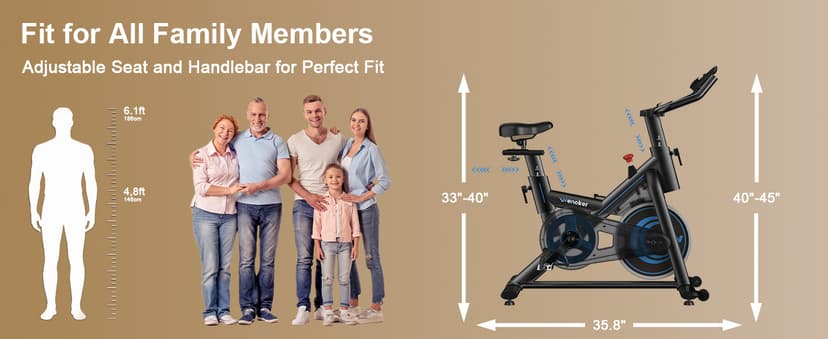 Exercise Bike for Home – 350LB Magnetic Resistance Indoor Cycling Bike, Silent Stationary Spin Bike with App Sync, Adjustable Seat, LCD Monitor, Smooth & Quiet for Cardio Workout