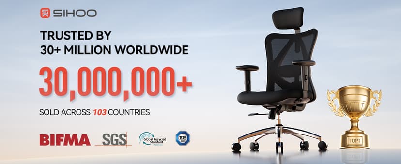SIHOO M18 Ergonomic Office Chair, High Back Mesh Desk Chair with Adjustable Headrest & Lumbar Support, 330lbs Capacity Computer Chair with 2D Armrests & Wide Cushion, Tilt Lock, for Home Office-Black