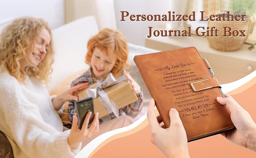 kullder Leather Journal Gift for Men Custom Notebook for Husband Personalized Journal A5 Travel Diary Vintage Leather Sketchbook Anniversary Christmas for Husband Perfect Gifts Box Set with Pen