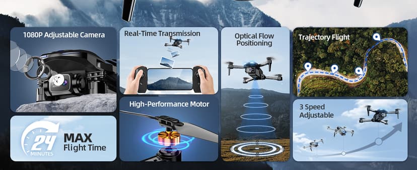 Drone with Camera for Adults Beginners Kids, Fun 1080P Foldable Mini Drone for Exciting Indoor Outdoor Play, RC Quadcopter with 2 Batteries, One Key Start, Easy to Fly, Altitude Hold, 3D Flips