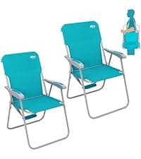 #WEJOY Folding Beach Chair for Adults, Lightweight Beach Chair with Shoulder Straps, High Back Camping Chairs with Hard Armrest, Supports 300lbs for Outdoor Lawn Concert