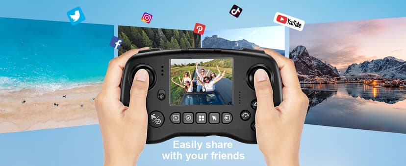 Drone with Camera - Drone with Screen on Controller for Beginners, Foldable Remote Control Quadcopter with Gesture Control, 3D Flip, One Key Start, Emergency Stop, 2 Batteries, Easier to use