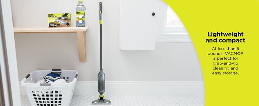 Shark VACMOP Cordless Hard Floor Cleaner, Vacuum and Spray Mop, Powerful Suction, Lightweight, LED Headlights, Includes 4 Disposable Pads, 12oz Multi-surface Cleaning Solution, Gray, VM252