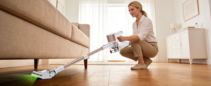 Honki Cordless Vacuum Cleaner, 500W/40Kpa Vacuum Cleaners for Home, Stick Vacuum Cordless with LED Display, Anti-Tangle & Wall Mount, 8 in 1 Lightweight Vacuum for Hard Floors Pet Hair(Gold)