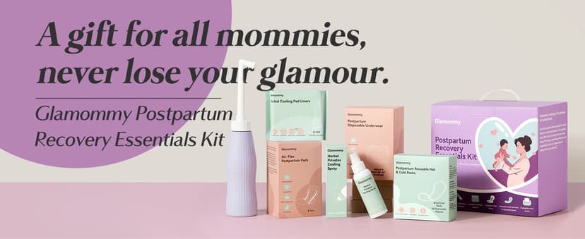 Includes peri bottle, cooling spray, disposable underwear, postpartum pads, hot & cold packs, soothing liners for postpartum Glamommy Postpartum Recovery Essentials Kit, Labor & Delivery Care for Mom B0DSCBNS7L