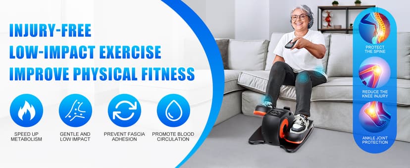 Under Desk Elliptical Machine, Electric Elliptical Leg Exerciser for Seniors with 12 Adjustable, Portable Quiet Elliptical Exercise Machine, Seated Pedal Exerciser with Remote Control