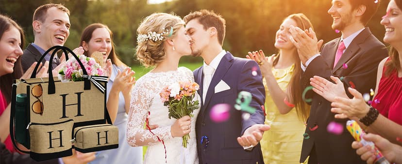 YOOLIFE Christmas Gifts for Women - Initial Jute Tote Bag & 2 Makeup Bags Personalized Gifts for Women Teacher Mom Friend