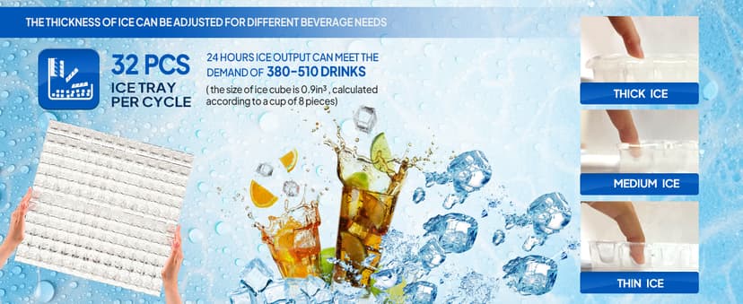 ROVSUN 110LBS/24H Commercial Ice Maker Machine with 50lbs Storage Bin, Freestanding/Countertop Ice Machine with 2 Water Inlets, Ice Scoop & Water Filter for Home Office Restaurant Bar Cafe Use
