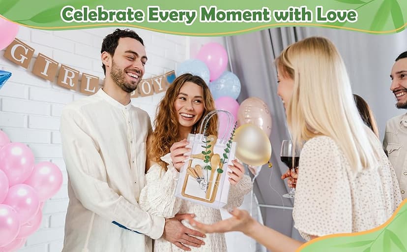 55Pcs Baby Shower Prizes for Game Winners 6 Sets Bamboo Cheese Board Spoon Fork Butter Spreaders Plaid Towel Thank You Card and Gift Bags for Baby Shower Wedding Bridal Shower Favors