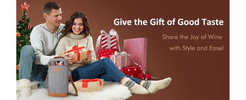 Tirrinia 2 Bottle Wine Gift Tote Carrier - Leakproof & Insulated Padded Versatile Wine Cooler Bag for Travel, BYOB Restaurant, Wine Tasting, Party, Dinner,Gift for Wine Lovers,Grey