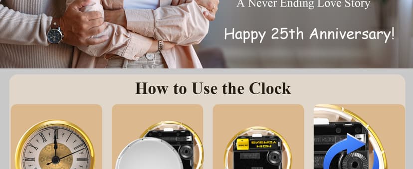 25th Anniversary Wedding Decorations - Crystal Clock & Keepsake Gifts for Couple & Parents