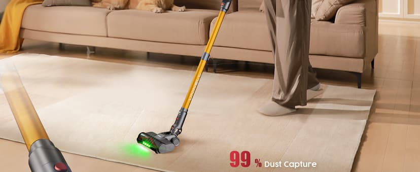 UNINELL HOME Cordless Vacuum Cleaner, 48000Pa 550W 65Mins Vacuum Cleaners for Home,LED Touch Display, Anti-Tangle Stick Vacuum Self-Standing, Vacuum Cordless Rechargeable for Pet Hair/Carpet