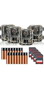 Trail Camera 3 Pack 36MP 1920P HD Game Camera with SD Cards, 0.2s Trigger Time Infrared Night Vision Motion Activated, IP66 Waterproof 2.0''LCD Wildlife Camera for Monitoring