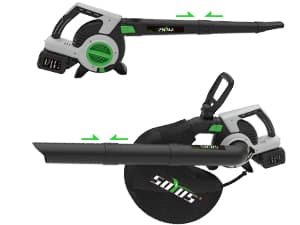 Cordless Leaf Blower & Vacuum SOYUS 3in1 Leaf Vacuum Mulcher 40V 360CFM 5 Speeds Brushless Battery Operated Leaf Blower for Lawn Care with 45L Bag 2 x 4.0Ah Battery and Charger Included