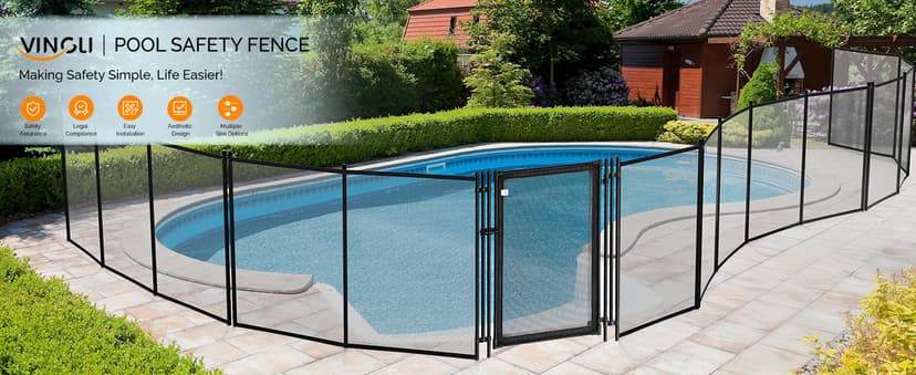 VINGLI Pool Fence Gate,4Ft x 2.5Ft Swimming Pool Fence in Ground Pool Safety Fencing (4FT × 2.5FT)