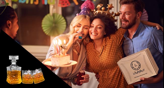 Whiskey Decanter for Men, Glass Liquor Decanter Set with 2 Whiskey Glasses, Decanter for Tequila,Bourbon, Scotch, Brandy and Vodka, Gift for Men, Ideal Home Bar Decor - 28oz