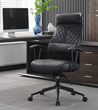 Okeysen Office Desk Chair, Ergonomic Leather Modern Conference Room Chairs, Executive Ribbed Height Adjustable Swivel Rolling Chair for Home Office. (Brown)