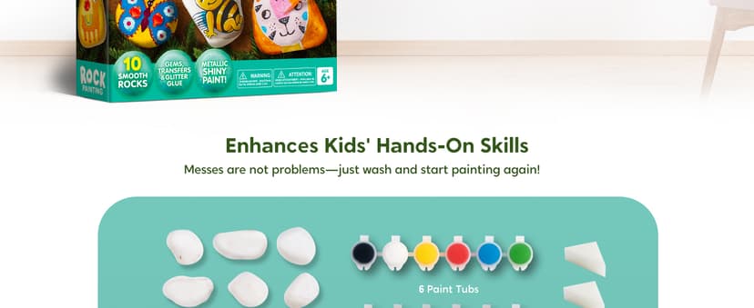 JOYIN Rock Painting Kit for Kids, Arts and Crafts for Girls & Boys Ages 6-12, DIY Supplies for Painting Rocks, Easter Craft Kits Art Set, Toddler Birthday Christmas Presents, Family Indoor Activity