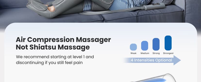 RENPHO Leg Compression Massager, Leg Massager Calf Massager for Circulation and Pain Relief, Effective for Father Mother Reduce Swelling, Grey