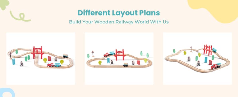 Tiny Land Wooden Train Set for Toddler - 39 Pcs- with Wooden Tracks Compatible with Major Brands - Expandable, Changeable-Train Toy for 3 4 5 Years Old Girls & Boys