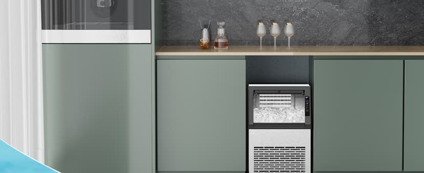 Commercial Ice Maker Machine, 80Lbs/24H Under Counter Ice Maker, Freestanding with Ice Thickness Control & Stainless Steel, 36 Cubes in 15 Mins, 28Lbs Storage Capacity, for Home, Bar, Cafe, Offices