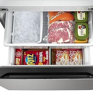 Hamilton Beach HBF1662 French Door Full Size Counter Depth Refrigerator with Freezer Drawer, 16.6 cu ft, Stainless