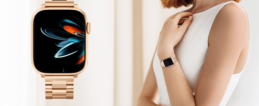 Metal Band Compatible with Apple Watch Band 42mm(Series 11 10) 41mm(Series 9 8 7) 40mm(Series 6 5 4 SE3/2/1) 38mm(Series 3 2 1), Dressy Stainless Steel iWatch Strap for Women