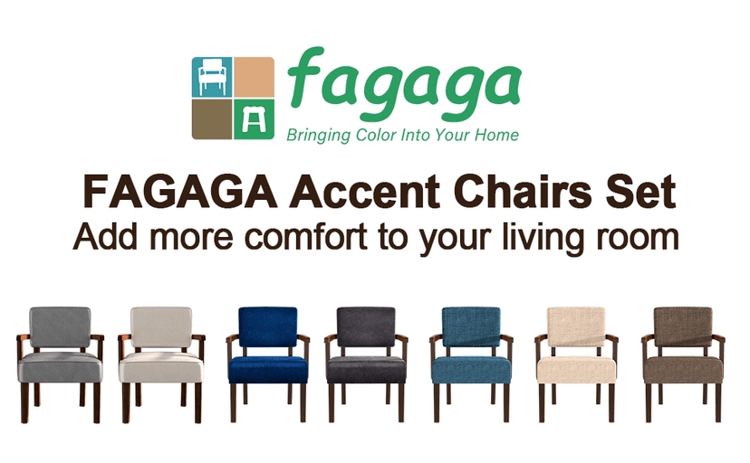 FAGAGA Accent Chair Set of 2 with Table, Living Room Chairs with Soft Seat and Armrests for Living Room Bedroom Reading Room Waiting Room, Grey (AC01)