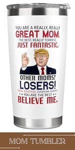 Gifts for Mom from Daughter Son - Christmas Gifts for Mom Wife - Birthday, Christmas, Valentines Day Gift for Moms - Gift for Mama, Moms, Mother - 20 Oz Stainless Steel White Tumbler
