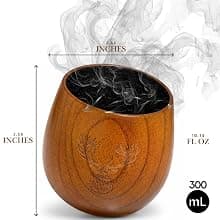 Charred Wooden Whiskey Glass Gift Set of 1 – Jujube Wood Bourbon Drinking Cup, Handmade Whiskey Tumbler with Coaster, Ice Mold & Book, Gift for Whiskey Lovers (10oz) B0H1JQVT46