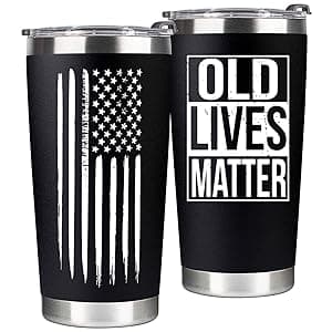 30th, 40th, 50th and 60th Birthday Gifts for Men, Dad from Son, Daughter, Wife - Gag Gifts For Men, Grandpa - Cool Old Man Gift, Old Lives Matter Tumbler 20oz - Funny Christmas Gifts