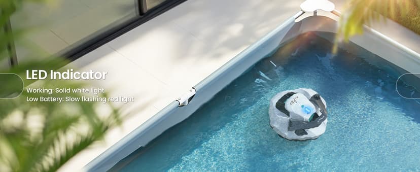 AIPER Cordless Robotic Pool Cleaner, Pool Vacuum Lasts 90 Mins, LED Indicator, Self-Parking, Ideal for Above-Ground Flat Pool up to 860 sq.ft