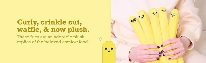 Emotional Support Fries by Relatable, Cuddly Stuffed Animals and Toys, Squishy Toys and Plushies, Great Gift Ideas for Loved Ones of All Ages, Includes 5 Plushies with Carrying Basket