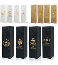 Tlenpo 20 Pack White Wine Gift Bag Set with Handles, 13.7x3.8x3.8 Inch, Kraft Whiskey Wine Bag for Valentines, Wedding, Easter, Christmas, Baby Shower, Birthday Party