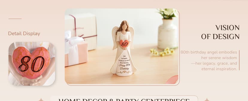 80th Birthday Gifts for Women: Best Happy Birthday Gift for 80 Year Old Woman Moms Grandmothers Friends Unique Birthday Angel Figurine Decorations