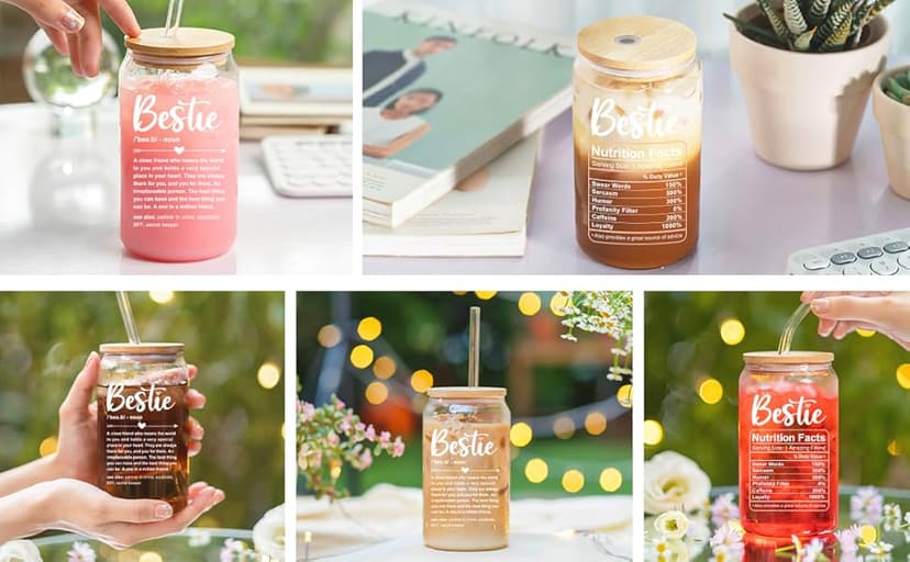 NewEleven Gift For Friends, Bestie - Birthday Gifts for Women Friendship - Unique Friendship Gifts For Women, Friend, Bestie, Bff, Soul Sister, Work Bestie - 16 Oz Coffee Glass