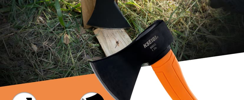 KSEIBI Wood Axe, Small Outdoor Camp Hatchet for Splitting and Kindling Wood, Forged Steel Blade with Anti-Slip and Shock Reduction Handle Great Throwing Axes and Hatchets (Modern)