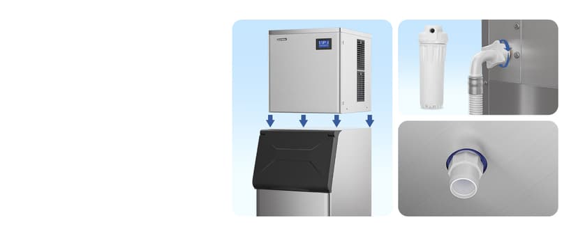 Real Relax Commercial Ice Maker 440 lbs/24H with 330 lb Storage Bin, ETL Approved Commercial Ice Machine with Automatic Self-Cleaning, LCD Display – for Restaurant, Bar, Hotel, Café