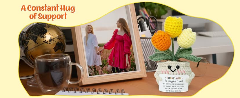 OASSIE Christmas Thank You Gifts for Women Friends - Thank You for Being A Friend Emotional Support Crochet Tulip with Card - Birthday Gifts for Women Friendship, Friend Gift for Coworker Sister